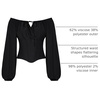 image:imageSCARLET DARKNESS Corset Tops for Women Elastic Neckline Renaissance Shirt Peasant BlouseBlack