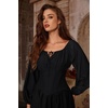 image:imageSCARLET DARKNESS Corset Tops for Women Elastic Neckline Renaissance Shirt Peasant BlouseBlack