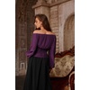 image:imageSCARLET DARKNESS Corset Tops for Women Elastic Neckline Renaissance Shirt Peasant BlouseDeep Purple