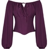 image:imageSCARLET DARKNESS Corset Tops for Women Elastic Neckline Renaissance Shirt Peasant BlouseDeep Purple