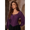 image:imageSCARLET DARKNESS Corset Tops for Women Elastic Neckline Renaissance Shirt Peasant BlouseDeep Purple