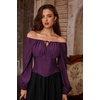 image:imageSCARLET DARKNESS Corset Tops for Women Elastic Neckline Renaissance Shirt Peasant BlouseDeep Purple
