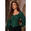 image:imageSCARLET DARKNESS Corset Tops for Women Elastic Neckline Renaissance Shirt Peasant BlouseGreen