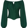 image:imageSCARLET DARKNESS Corset Tops for Women Elastic Neckline Renaissance Shirt Peasant BlouseGreen