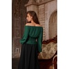 image:imageSCARLET DARKNESS Corset Tops for Women Elastic Neckline Renaissance Shirt Peasant BlouseGreen