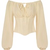 image:imageSCARLET DARKNESS Corset Tops for Women Elastic Neckline Renaissance Shirt Peasant BlousePristine