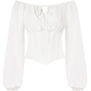 image:imageSCARLET DARKNESS Corset Tops for Women Elastic Neckline Renaissance Shirt Peasant BlouseWhite