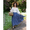 image:imageSCARLRT Darkness Long Skirts for Women Renaissance Flowy Pirate Maxi SkirtDenim Blue
