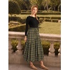 image:imageSCARLRT Darkness Long Skirts for Women Renaissance Flowy Pirate Maxi SkirtGreen Yellow Plaid