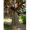 image:imageSCARLRT Darkness Long Skirts for Women Renaissance Flowy Pirate Maxi SkirtGreen Yellow Plaid