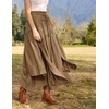 image:imageSCARLRT Darkness Long Skirts for Women Renaissance Flowy Pirate Maxi SkirtKhaki