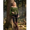 image:imageScarlet Darkness Bell Sleeve Tops for Women Renaissance Peasant BlouseArmy Green