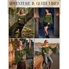 image:imageScarlet Darkness Bell Sleeve Tops for Women Renaissance Peasant BlouseArmy Green