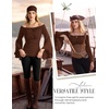image:imageScarlet Darkness Bell Sleeve Tops for Women Renaissance Peasant BlouseBrown