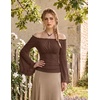 image:imageScarlet Darkness Bell Sleeve Tops for Women Renaissance Peasant BlouseBrown