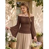 image:imageScarlet Darkness Bell Sleeve Tops for Women Renaissance Peasant BlouseBrown