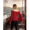 image:imageScarlet Darkness Bell Sleeve Tops for Women Renaissance Peasant BlouseDark Red