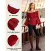 image:imageScarlet Darkness Bell Sleeve Tops for Women Renaissance Peasant BlouseDark Red
