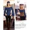 image:imageScarlet Darkness Bell Sleeve Tops for Women Renaissance Peasant BlouseNavy