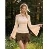 image:imageScarlet Darkness Bell Sleeve Tops for Women Renaissance Peasant BlouseOyster White