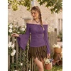 image:imageScarlet Darkness Bell Sleeve Tops for Women Renaissance Peasant BlousePurple