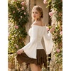 image:imageScarlet Darkness Bell Sleeve Tops for Women Renaissance Peasant BlouseWhite