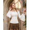 image:imageScarlet Darkness Bell Sleeve Tops for Women Renaissance Peasant BlouseWhite