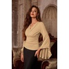 image:imageScarlet Darkness Bell Sleeve Tops for Women Renaissance Pirate ShirtKhaki