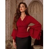 image:imageScarlet Darkness Bell Sleeve Tops for Women Renaissance Pirate ShirtRed