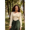 image:imageScarlet Darkness Corset Tops for Women Long Sleeve Renaissance Shirt BlouseApricot
