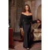 image:imageScarlet Darkness Corset Tops for Women Long Sleeve Renaissance Shirt BlouseBlack