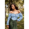 image:imageScarlet Darkness Corset Tops for Women Long Sleeve Renaissance Shirt BlouseBlue