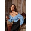 image:imageScarlet Darkness Corset Tops for Women Long Sleeve Renaissance Shirt BlouseBlue