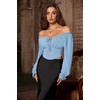 image:imageScarlet Darkness Corset Tops for Women Long Sleeve Renaissance Shirt BlouseBlue