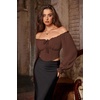 image:imageScarlet Darkness Corset Tops for Women Long Sleeve Renaissance Shirt BlouseBrown