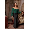 image:imageScarlet Darkness Corset Tops for Women Long Sleeve Renaissance Shirt BlouseDark Green