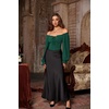 image:imageScarlet Darkness Corset Tops for Women Long Sleeve Renaissance Shirt BlouseDark Green