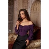 image:imageScarlet Darkness Corset Tops for Women Long Sleeve Renaissance Shirt BlouseDeep Purple