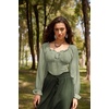 image:imageScarlet Darkness Corset Tops for Women Long Sleeve Renaissance Shirt BlouseGreen