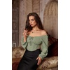 image:imageScarlet Darkness Corset Tops for Women Long Sleeve Renaissance Shirt BlouseGreen