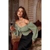 image:imageScarlet Darkness Corset Tops for Women Long Sleeve Renaissance Shirt BlouseGreen
