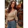 image:imageScarlet Darkness Corset Tops for Women Long Sleeve Renaissance Shirt BlouseKhaki