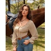image:imageScarlet Darkness Corset Tops for Women Long Sleeve Renaissance Shirt BlouseKhaki