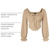 image:imageScarlet Darkness Corset Tops for Women Long Sleeve Renaissance Shirt BlouseKhaki