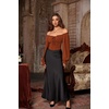 image:imageScarlet Darkness Corset Tops for Women Long Sleeve Renaissance Shirt BlouseOrange