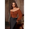 image:imageScarlet Darkness Corset Tops for Women Long Sleeve Renaissance Shirt BlouseOrange