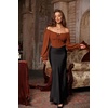 image:imageScarlet Darkness Corset Tops for Women Long Sleeve Renaissance Shirt BlouseOrange