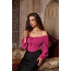 image:imageScarlet Darkness Corset Tops for Women Long Sleeve Renaissance Shirt BlousePink