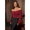 image:imageScarlet Darkness Corset Tops for Women Long Sleeve Renaissance Shirt BlouseRed