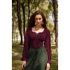 image:imageScarlet Darkness Corset Tops for Women Long Sleeve Renaissance Shirt BlouseWine Red